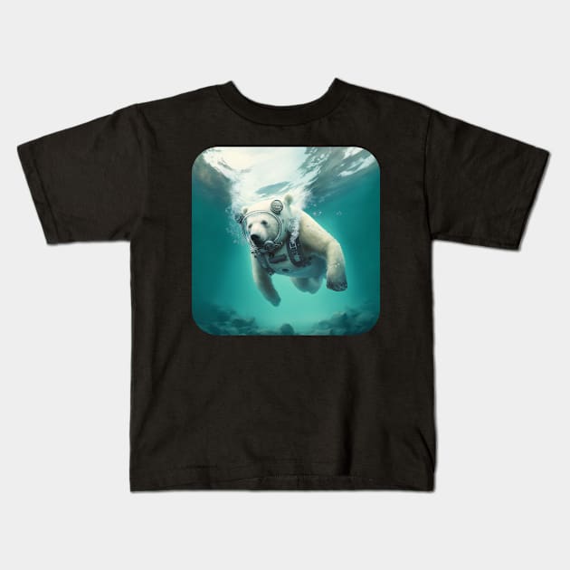 Polar bear diving Kids T-Shirt by Rabbit Hole Designs